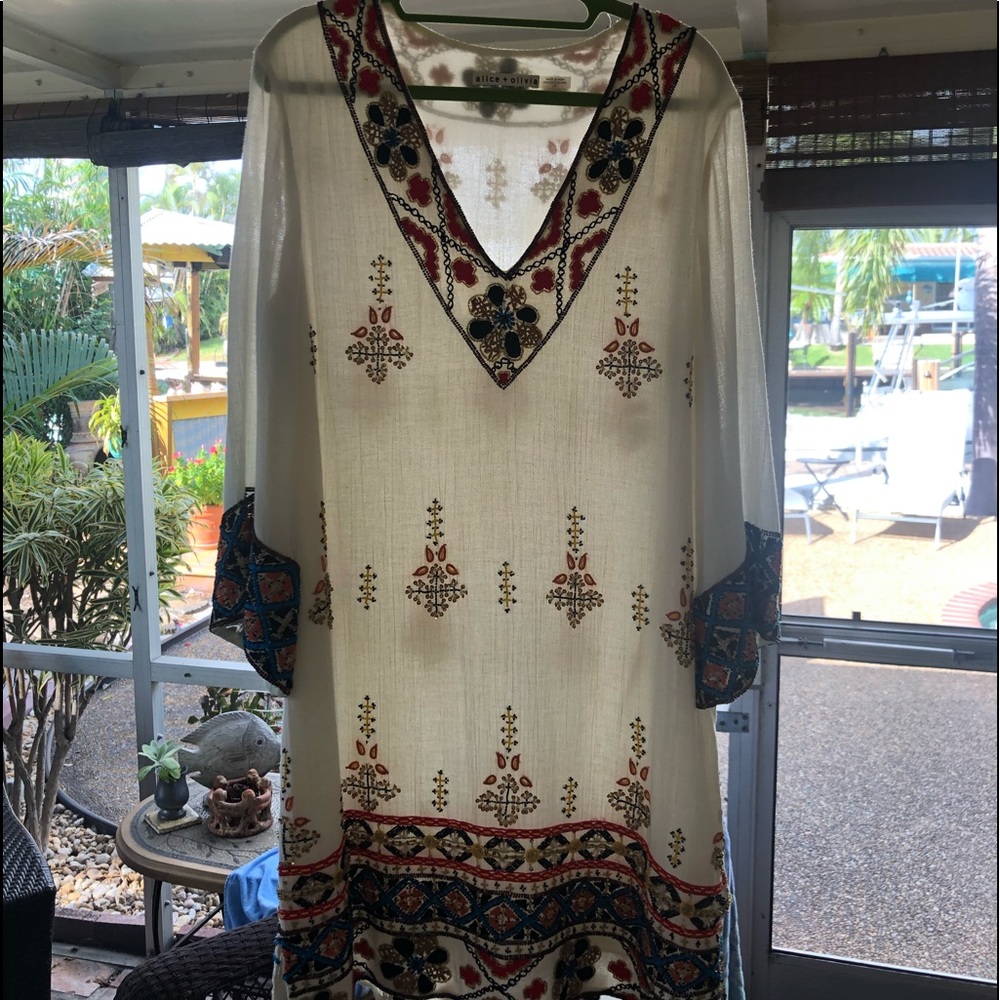 Alice + Olivia beaded tunic dress Boho